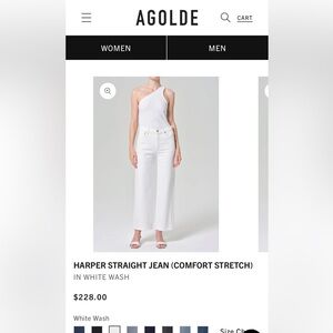Agolde Straight Leg Jeans in Classic White
